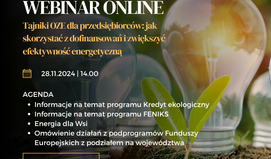 Darmowy Webinar dla przedsiębiorców - OZE