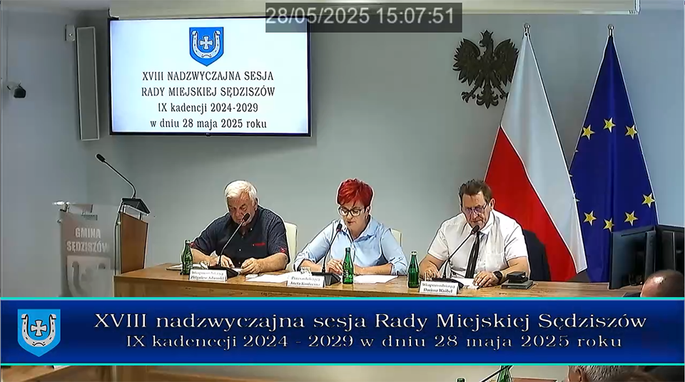 Nagranie nadzwyczajnej sesji Rady Miejskiej Sędziszów – XVIII/2025