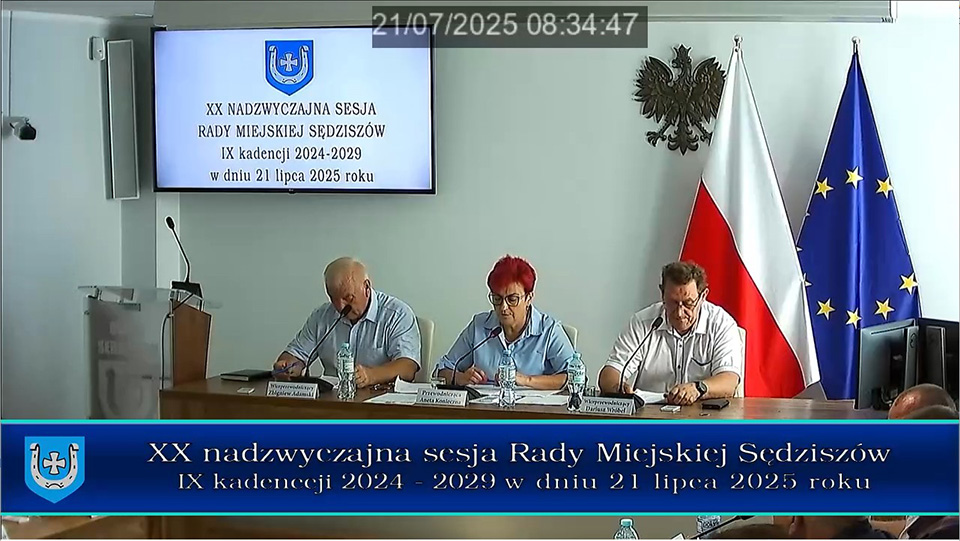 Nagranie nadzwyczajnej sesji Rady Miejskiej Sędziszów – XX/2025