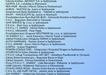 Podziękowania dla sponsorów