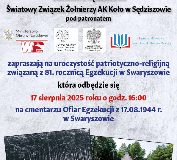 Zaproszenie na uroczystości 81. rocznicy Egzekucji w Swaryszowie